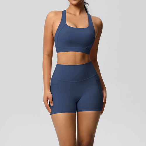 Ensemble de sport ZayaFit – Short taille haute & brassière croisée