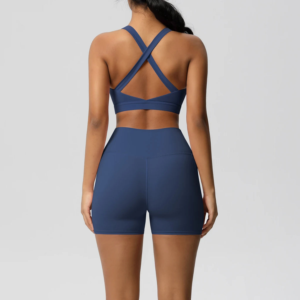 Ensemble de sport ZayaFit – Short taille haute & brassière croisée