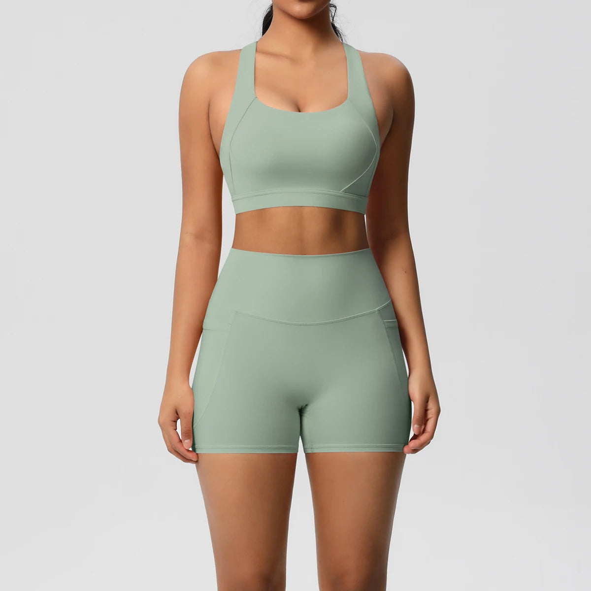 Ensemble de sport ZayaFit – Short taille haute & brassière croisée