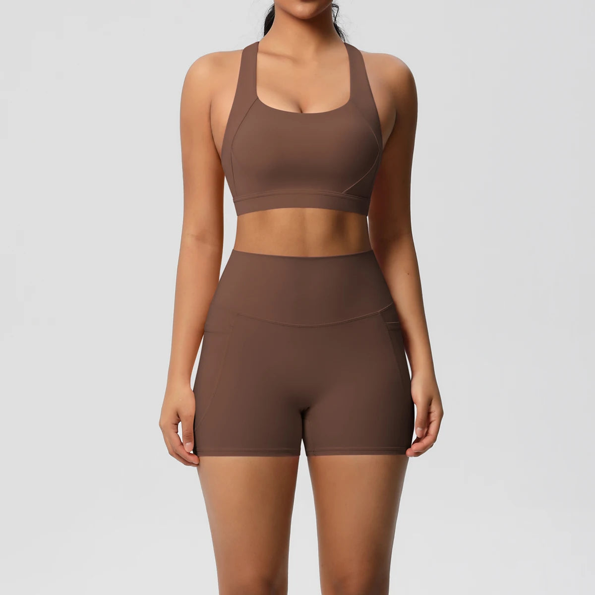 Ensemble de sport ZayaFit – Short taille haute & brassière croisée