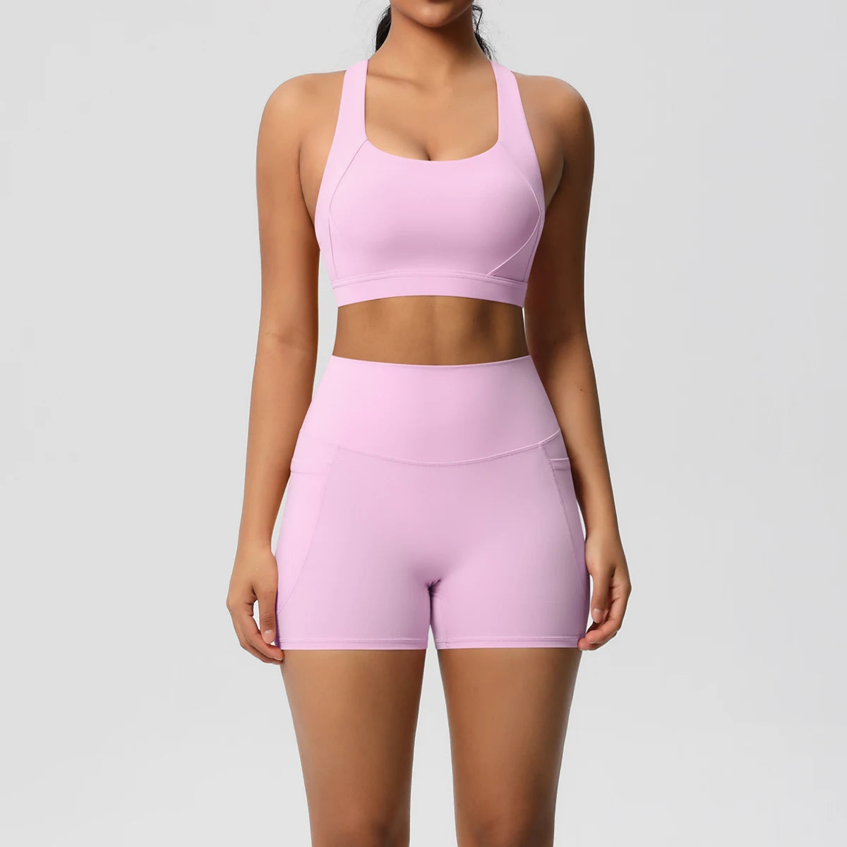 Ensemble de sport ZayaFit – Short taille haute & brassière croisée