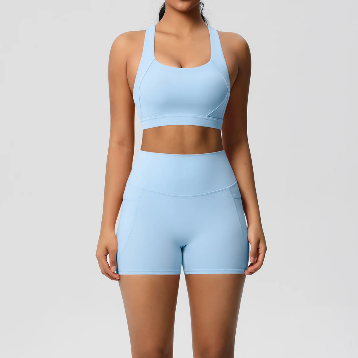 Ensemble de sport ZayaFit – Short taille haute & brassière croisée