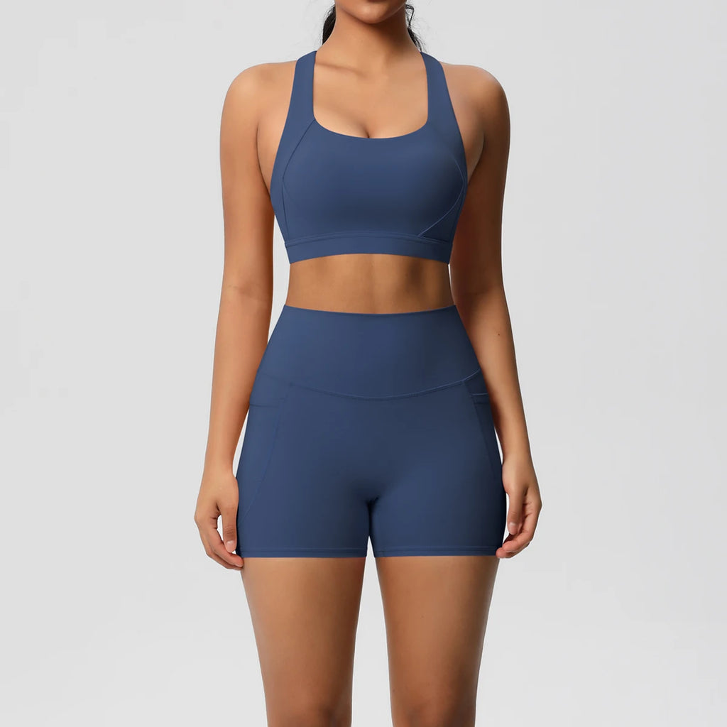 Ensemble de sport ZayaFit – Short taille haute & brassière croisée